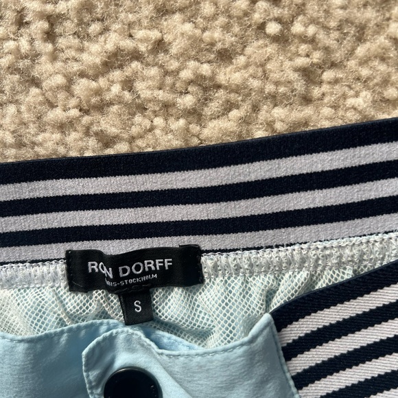 Ron Dorff Blue Men's Shorts with Striped Waistband - Picture 4 of 6